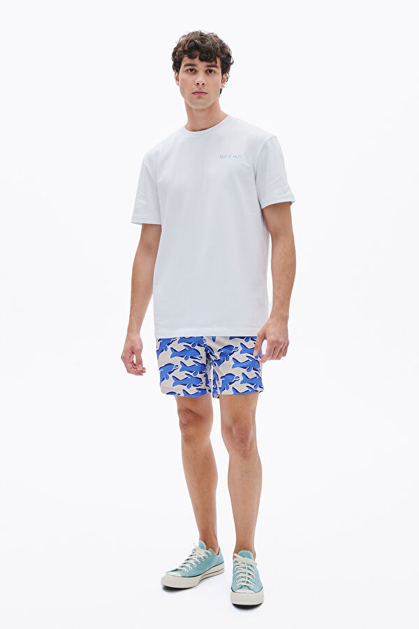 Beige Patterned Men's Swimsuit