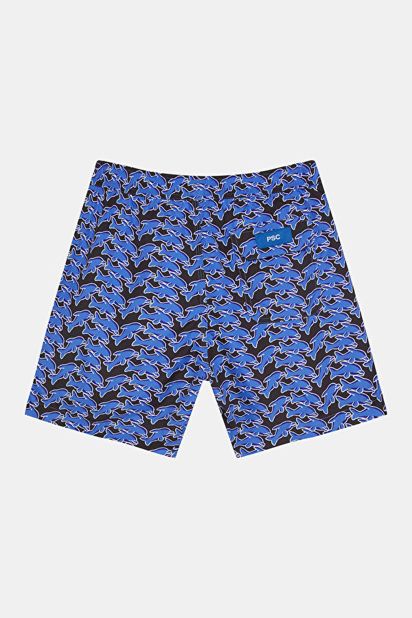 Navy Blue Patterned Men's Swimsuit 2