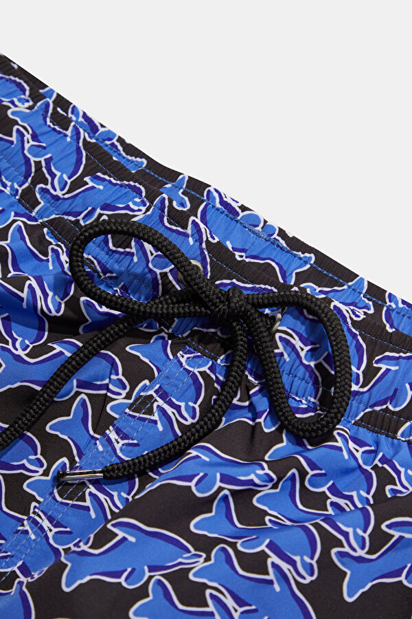 Navy Blue Patterned Men's Swimsuit 3