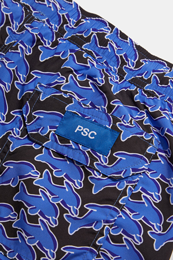 Navy Blue Patterned Men's Swimsuit 4