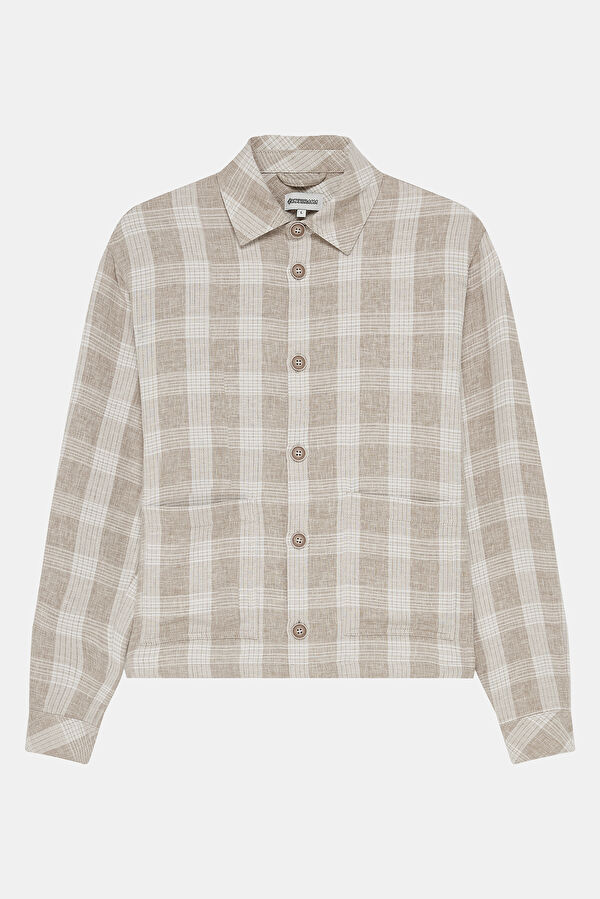 Beige Striped Linen Men's Shirt