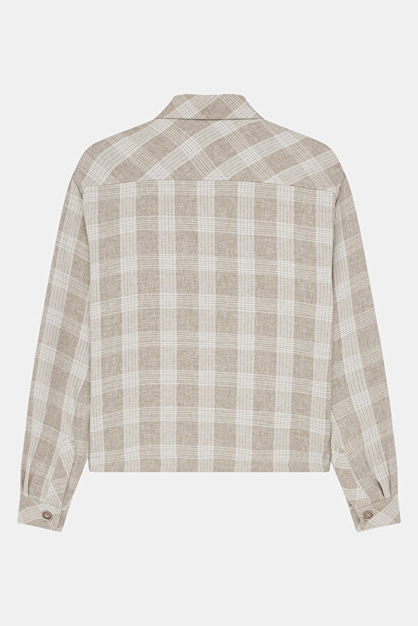 Beige Striped Linen Men's Shirt 2