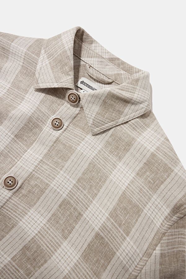 Beige Striped Linen Men's Shirt 3