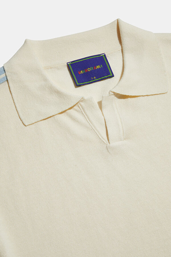 Ekru Bisiklet Yaka T-Shirt 3