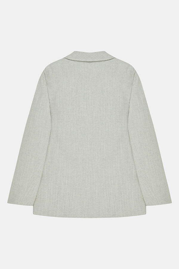 Light Grey Buttoned Linen Cotton Men's Jacket 5