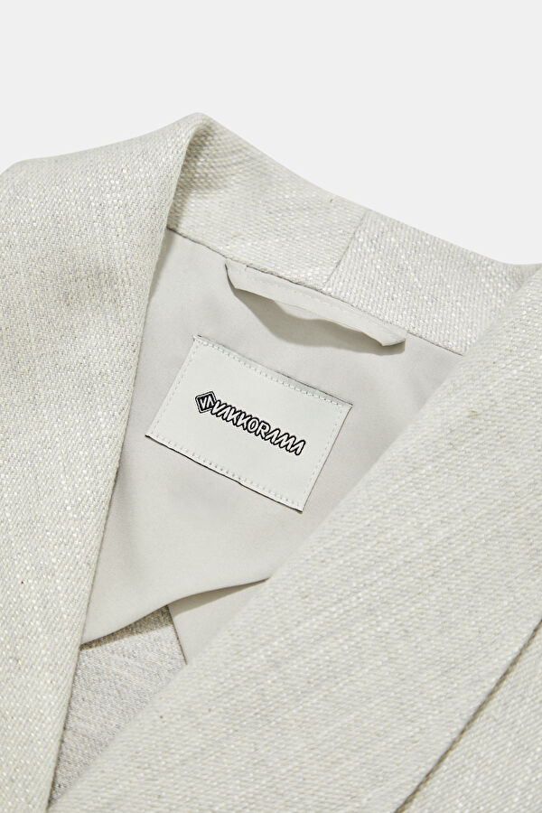 Light Grey Buttoned Linen Cotton Men's Jacket 6