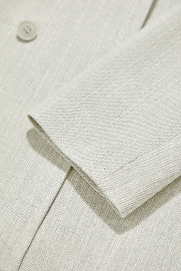 Light Grey Buttoned Linen Cotton Men's Jacket 7