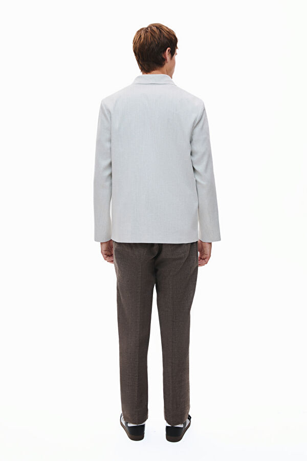 Light Grey Buttoned Linen Cotton Men's Jacket 2