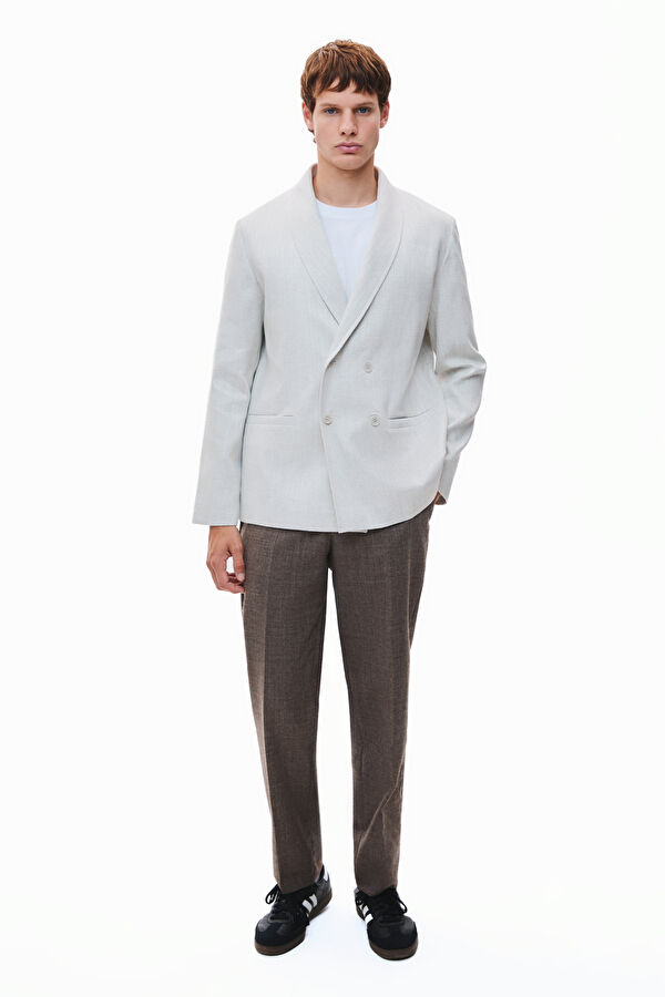 Light Grey Buttoned Linen Cotton Men's Jacket 3