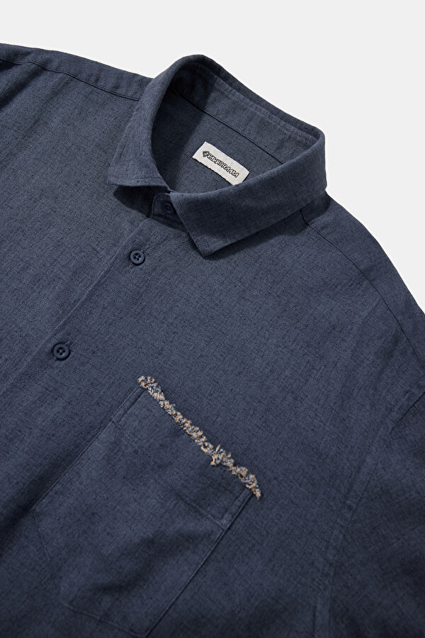 Indigo Regular Linen Viscose Men's Shirt 3