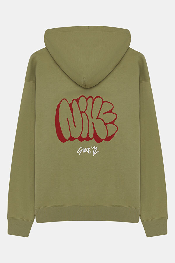 Haki Relax Kalıp Kapuşonlu Erkek Sweatshirt 2