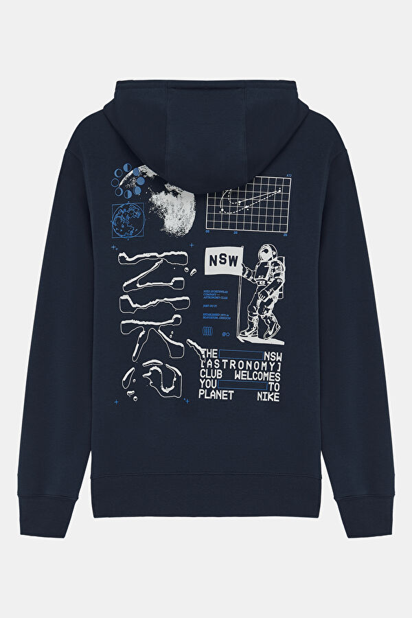Lacivert Relax Kalıp Kapuşonlu Erkek Sweatshirt 2