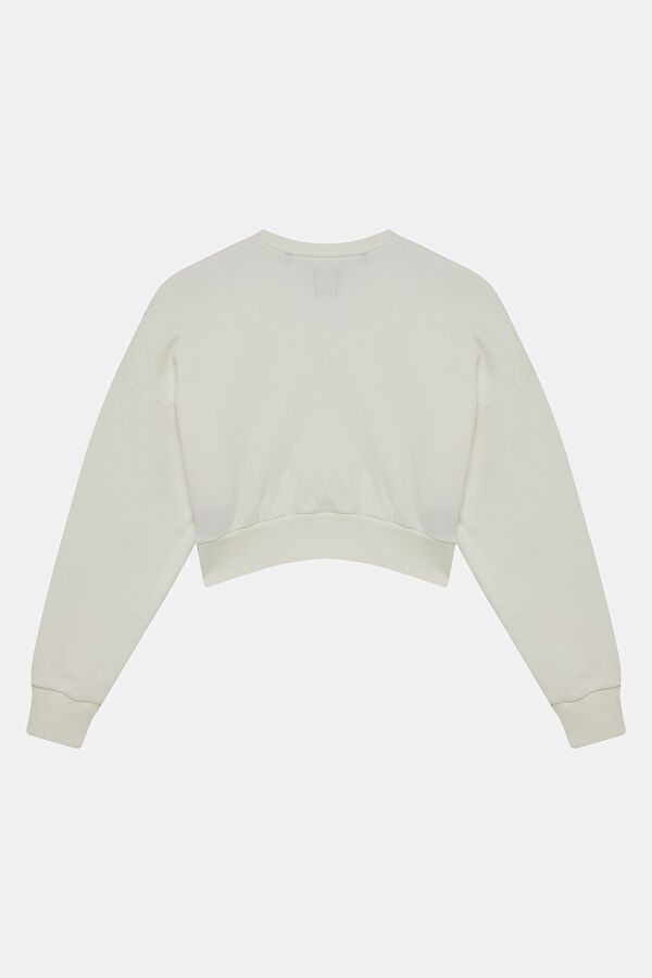 Krem Kadın Sweatshirt 2