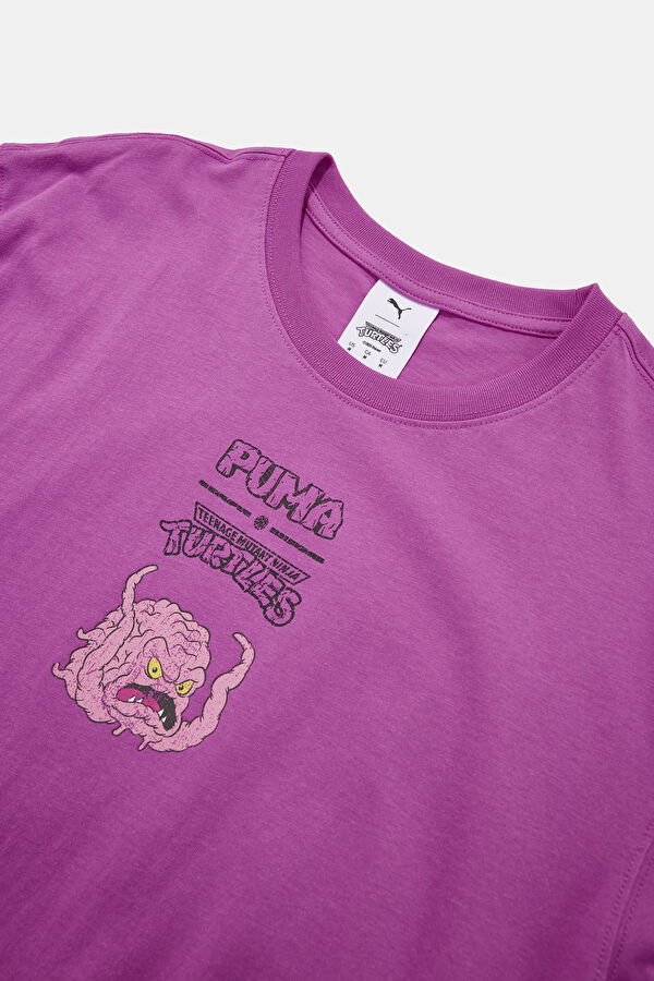X TMNT Relax Fit Purple Crew Neck Printed Men's T-Shirt 3
