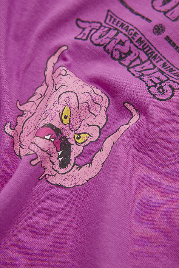 X TMNT Relax Fit Purple Crew Neck Printed Men's T-Shirt 4