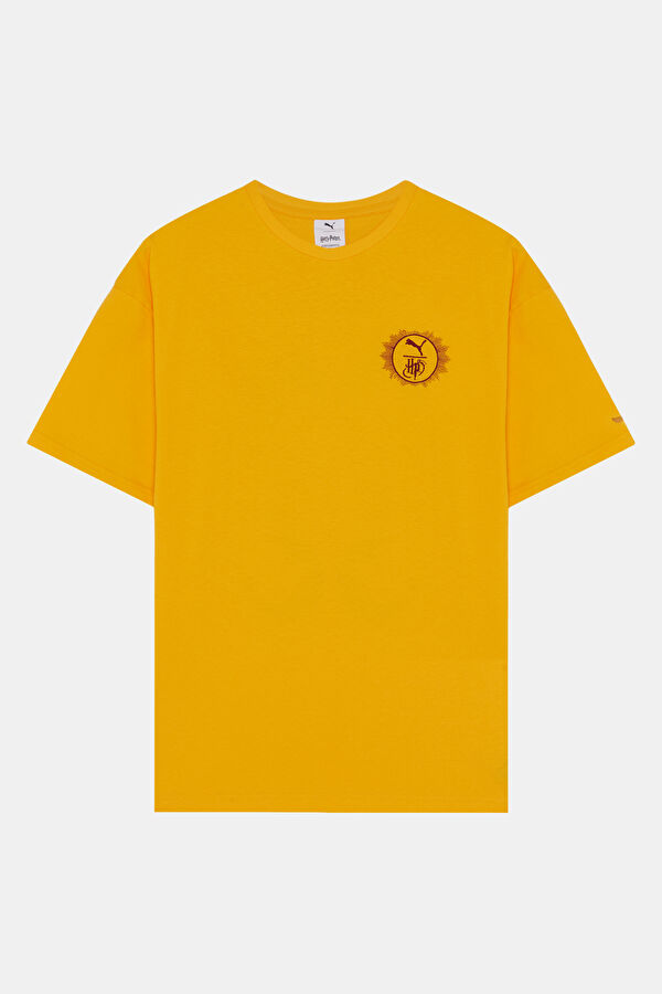 Relax Kalıp Sarı Bisiklet Yaka Baskılı Erkek T-Shirt 3