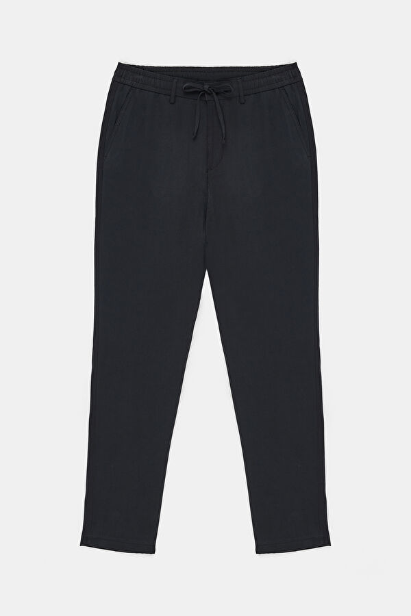 Black Straight Leg Rayon Men's Trousers