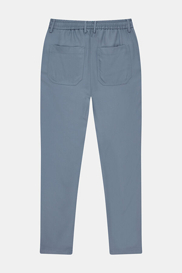 Blue Straight Leg Tencel Men's Trousers 2