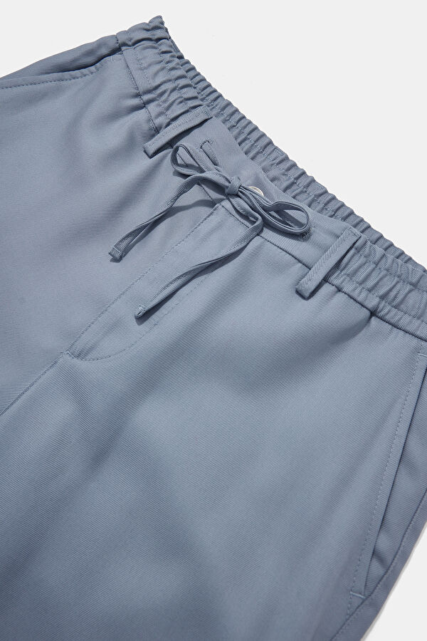 Blue Straight Leg Tencel Men's Trousers 3