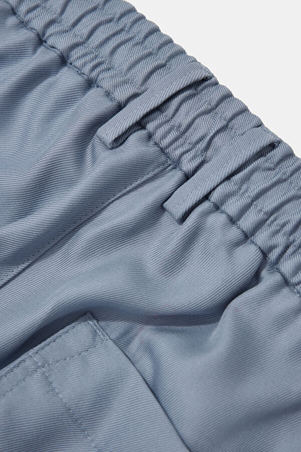 Blue Straight Leg Tencel Men's Trousers 4