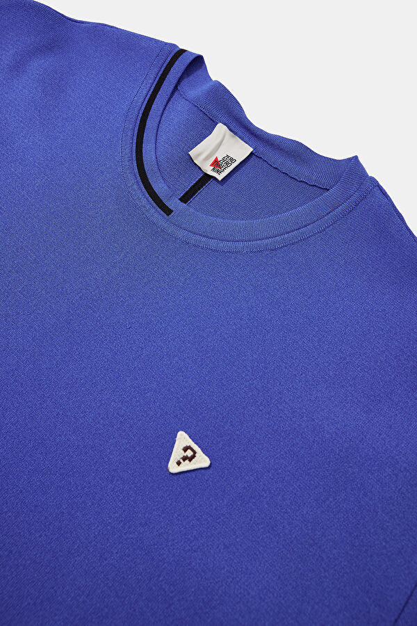Oversize Saks Bisiklet Yaka Erkek T-Shirt 3