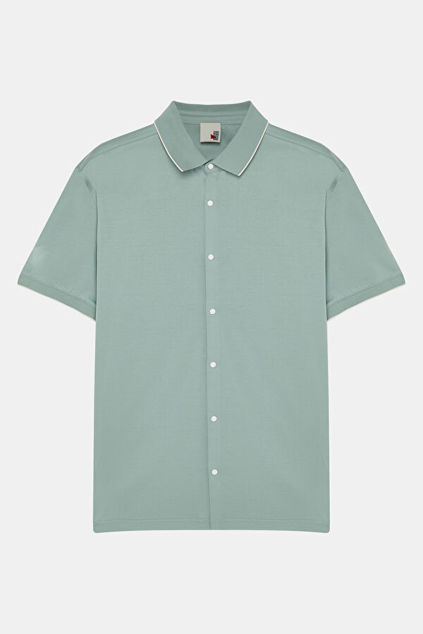 Relax Pattern Mint Polo Neck Shirt