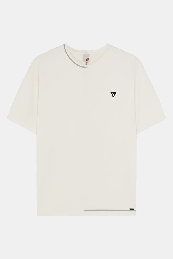 Oversize Ekru Bisiklet Yaka Erkek T-Shirt