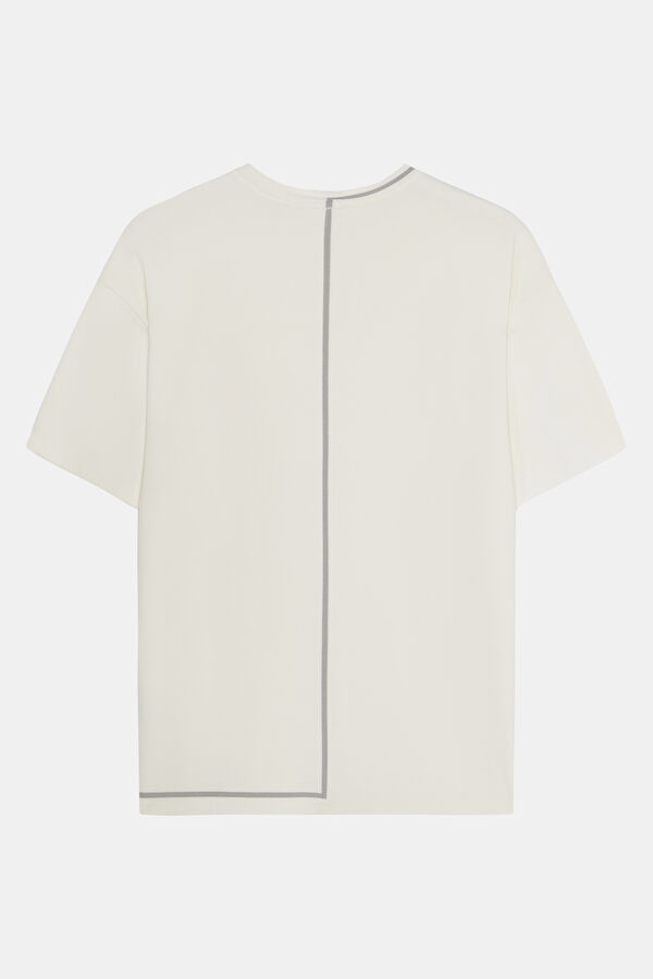 Oversize Ekru Bisiklet Yaka Erkek T-Shirt 2