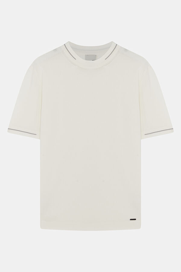 Ekru Bisiklet Yaka Erkek T-Shirt