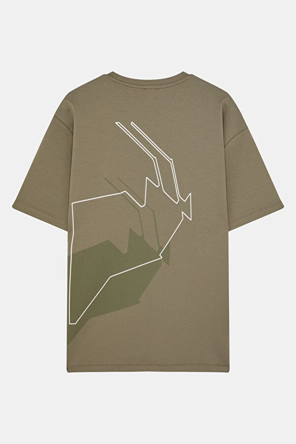 Oversize Mint Bisiklet Yaka Baskılı Erkek T-Shirt 2