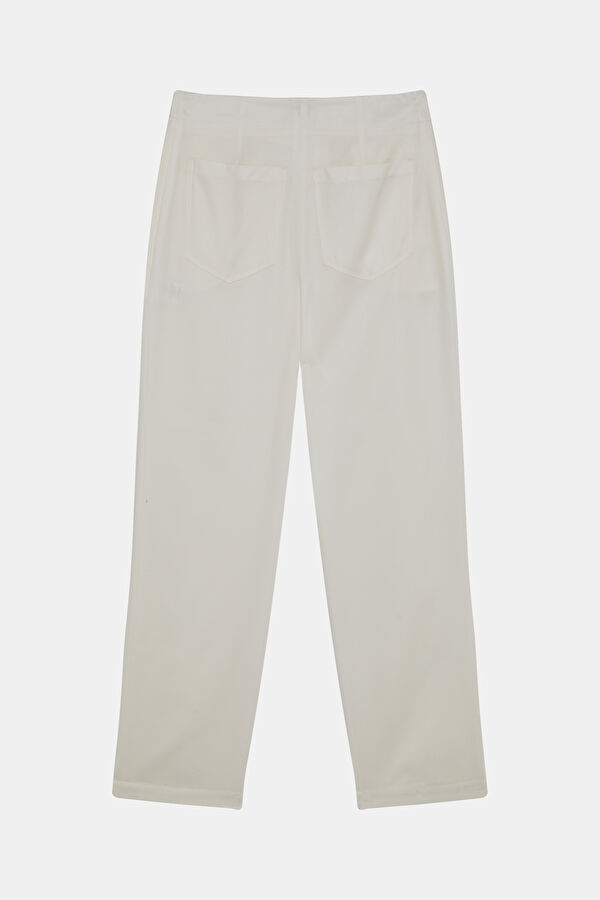 White Straight Leg Lyocell Women's Trousers 2