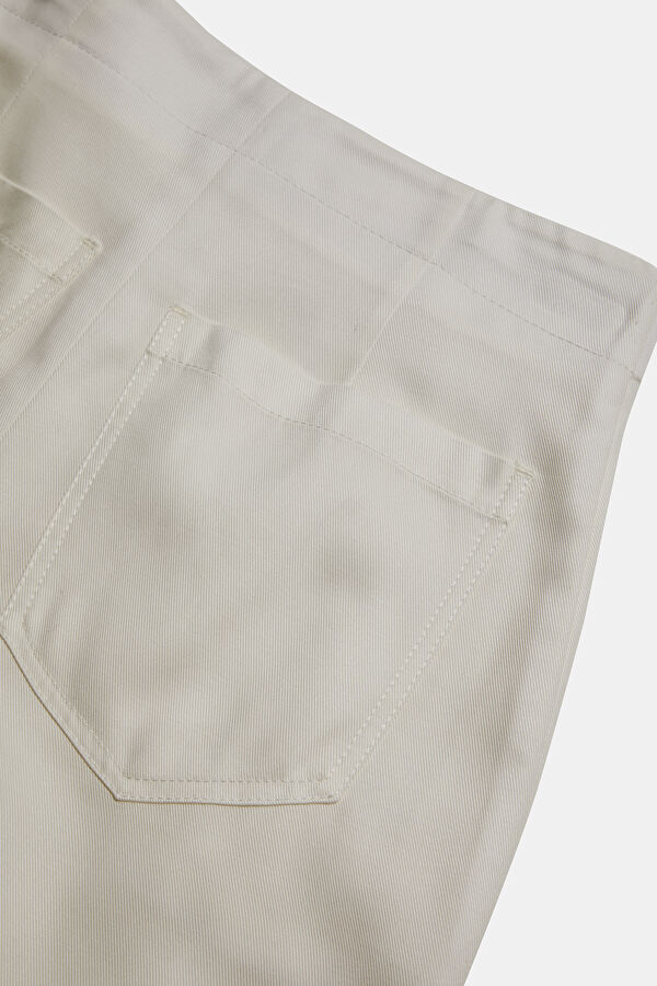 White Straight Leg Lyocell Women's Trousers 4