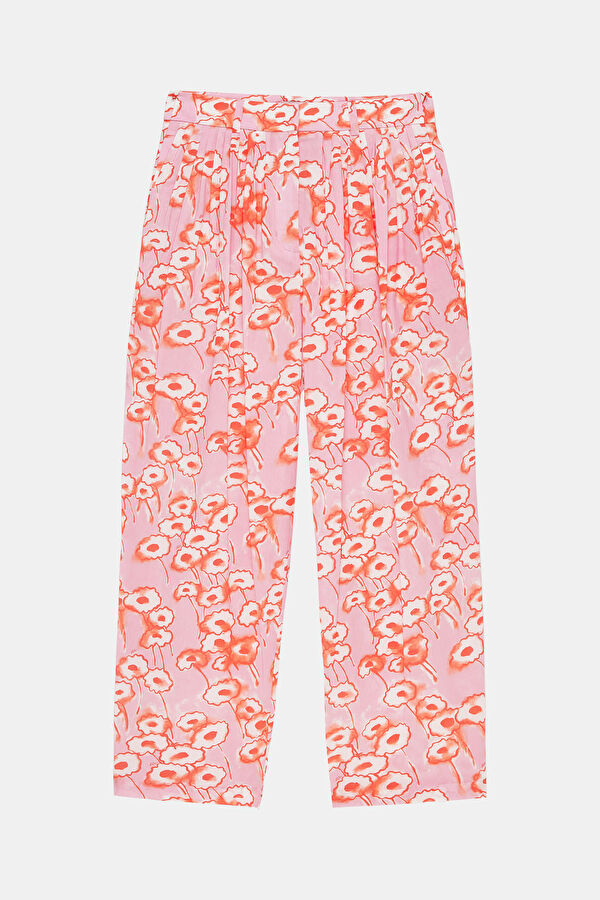 Pink Straight Leg Cotton Women's Trousers 3