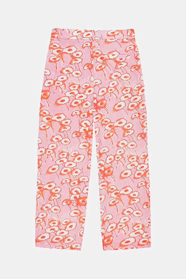 Pink Straight Leg Cotton Women's Trousers 4