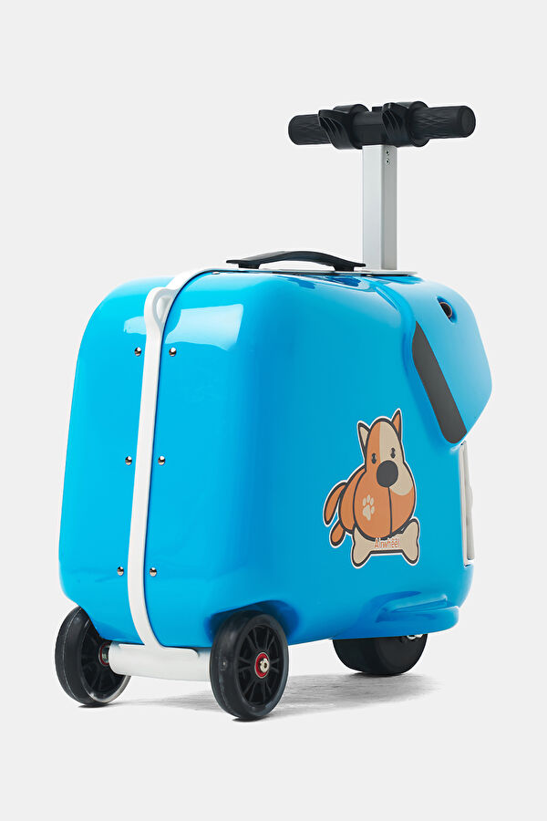 SQ3 Çocuklar İçin Elektrikli Binilebilir Mavi Scooter Valiz 3