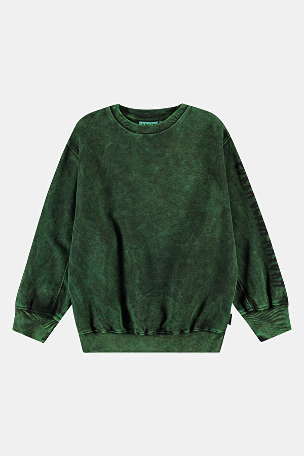 Dark Green Crew Neck Kids Sweatshirt