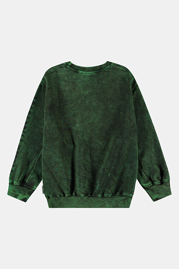 Dark Green Crew Neck Kids Sweatshirt 2