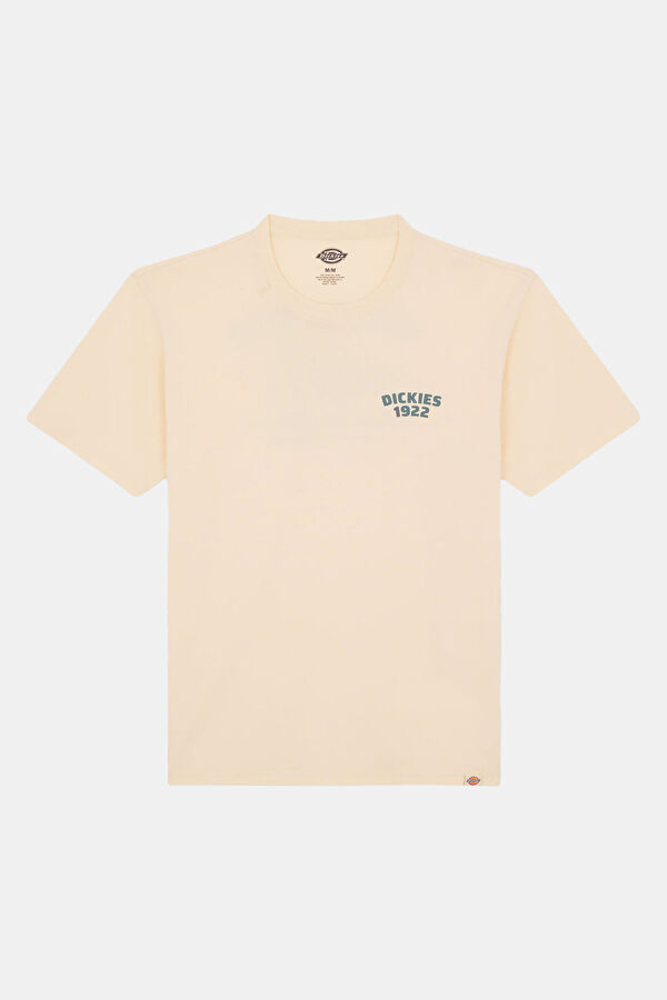 Relax Kalıp Açık Sarı Bisiklet Yaka Baskılı Erkek T-Shirt