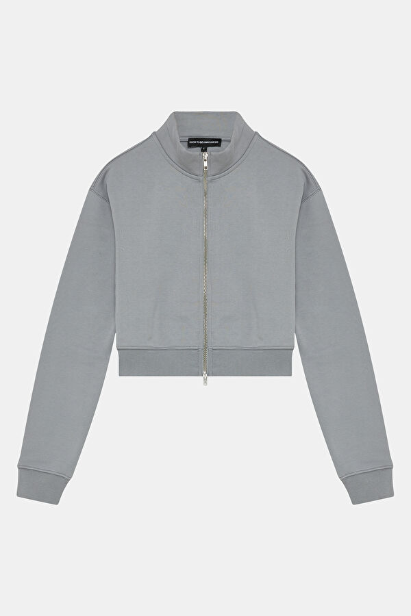 Gri Kapuşonlu Kadın Sweatshirt