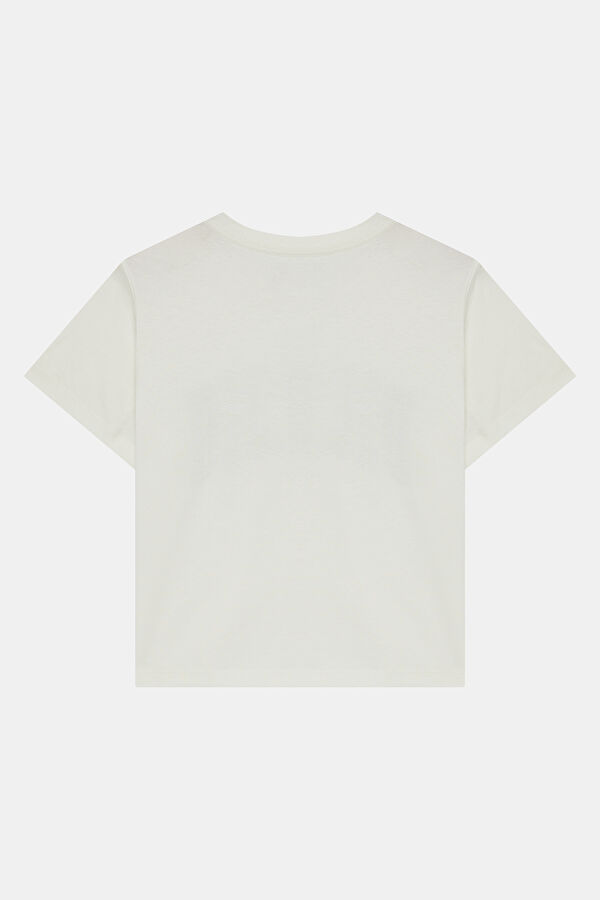 White Crew Neck Printed Women's T-Shirt 2