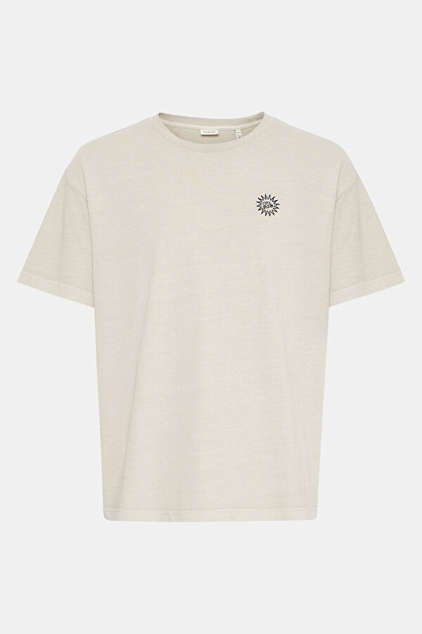 Relax Pattern Cream Crew Neck Printed T-Shirt