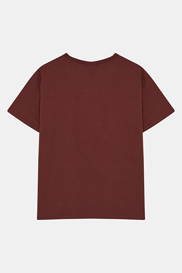 Relax Fit Burgundy Crew Neck Men's T-Shirt 5