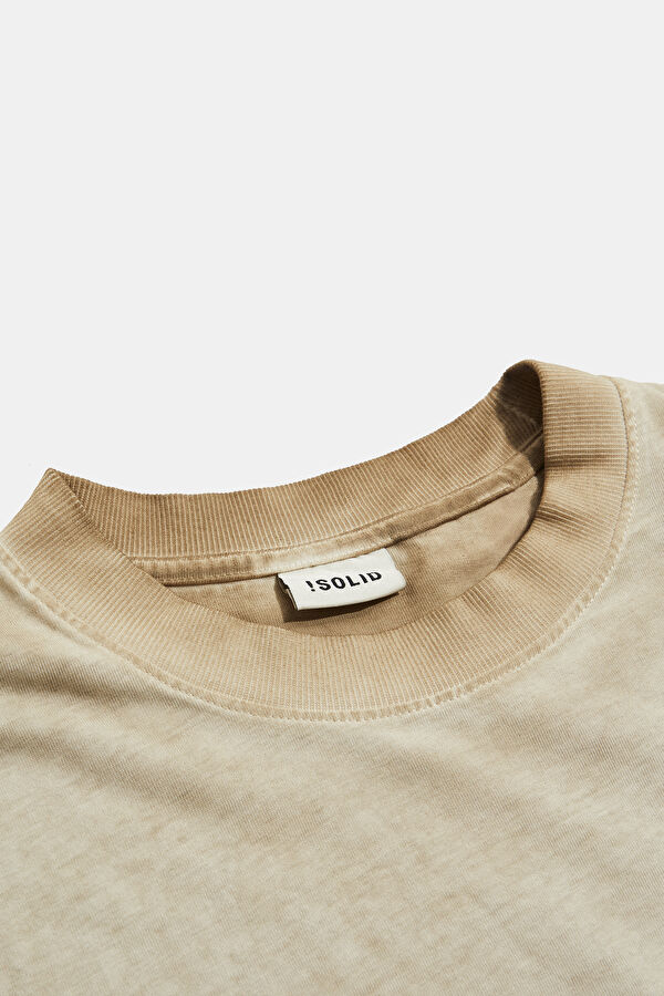 Relax Fit Cream Crew Neck Men's T-Shirt 3