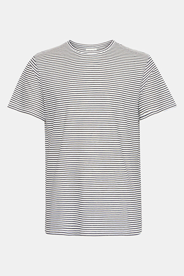 Relax Fit Blue Crew Neck Striped Men's T-Shirt