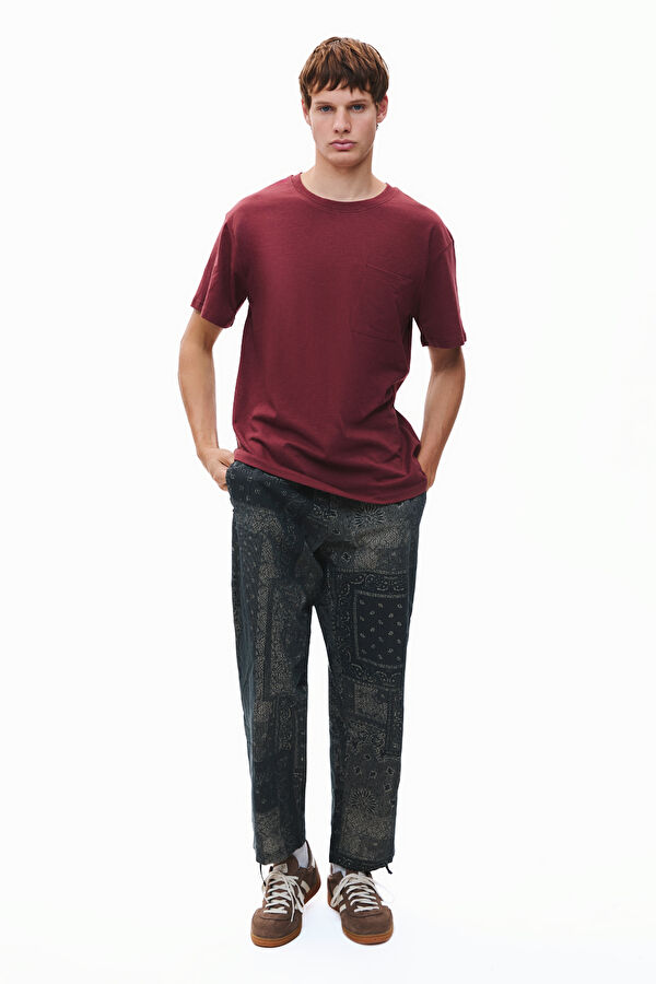 Relax Fit Burgundy Crew Neck Men's T-Shirt 3