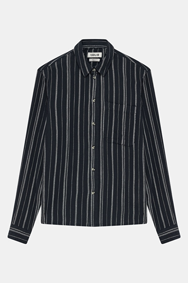 Relax Fit Navy Blue Patterned Men's Shirt