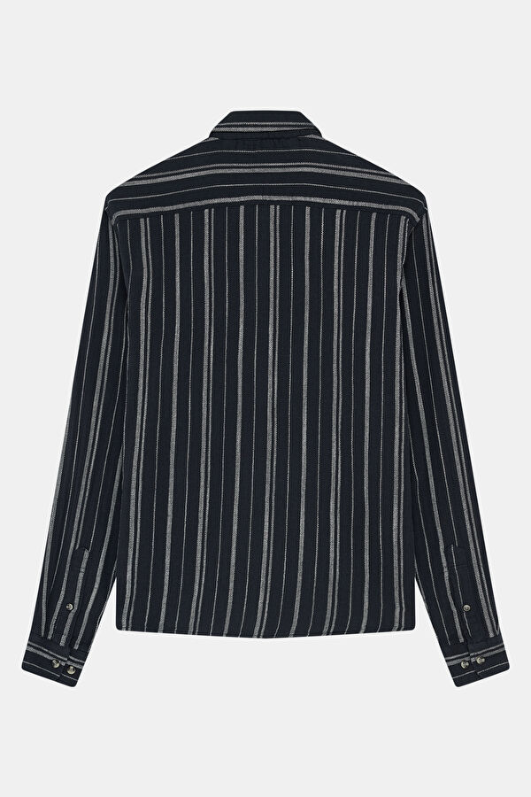Relax Fit Navy Blue Patterned Men's Shirt 2