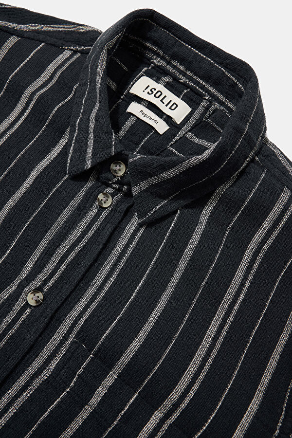Relax Fit Navy Blue Patterned Men's Shirt 3