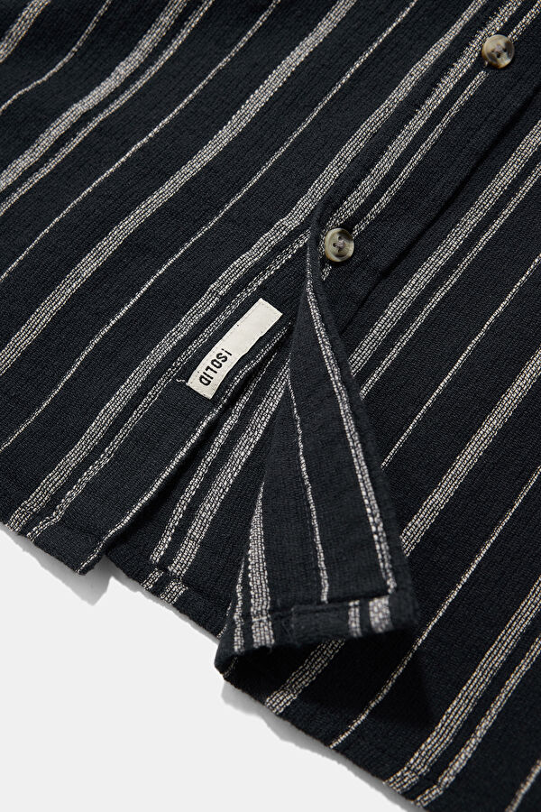 Relax Fit Navy Blue Patterned Men's Shirt 4