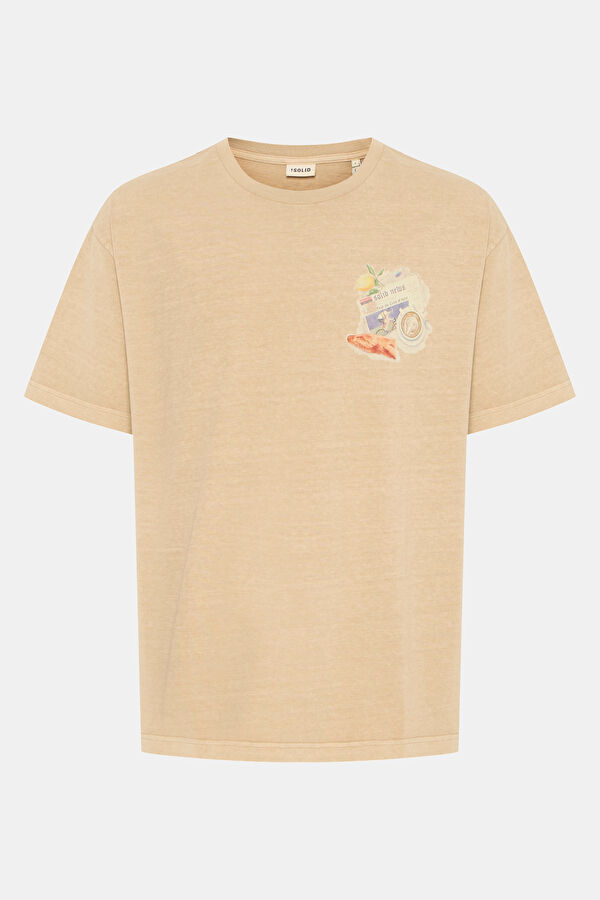Relax Pattern Beige Crew Neck Printed T-Shirt 3